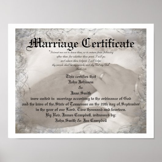 Heirloom-huwelijkscertificaat Poster (Voorkant)