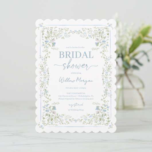 Heirloom Hydrangea Bridal Shower Invitation Kaart (Staand voorkant)