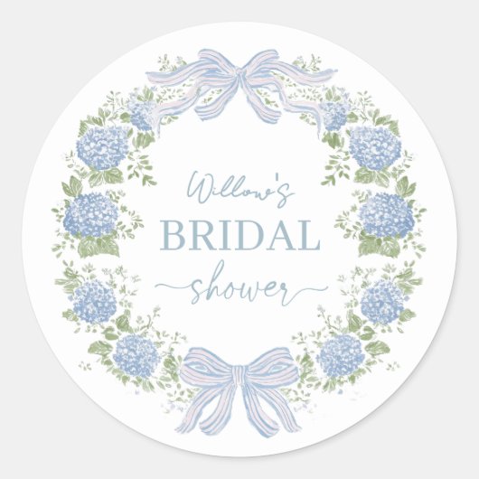 Heirloom Hydrangea Bridal Shower Stickers (Voorkant)
