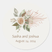 Heirloom Ivoor Roos Waterverf Bruiloft Ronde Sticker (Voorkant)