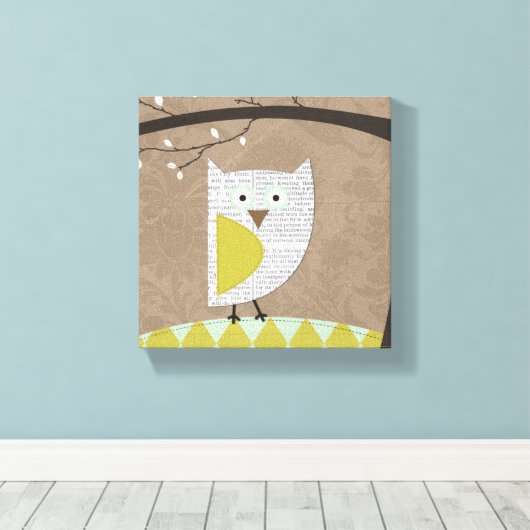 Heirloom Owl #2 Origineel Kunstwandcanvas Canvas Afdruk (Insitu (Houten vloer))