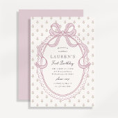 Heirloom Pink Bow Floral Pattern First Birthday In Kaart