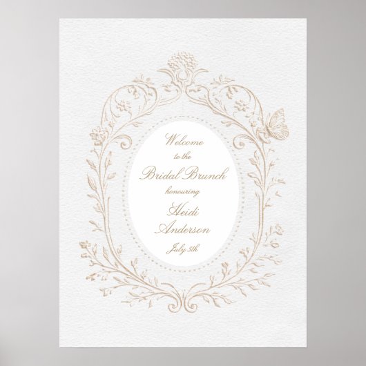 Heirloom Rococo Bridal Shower Brunch Welcome Sign Poster (Voorkant)