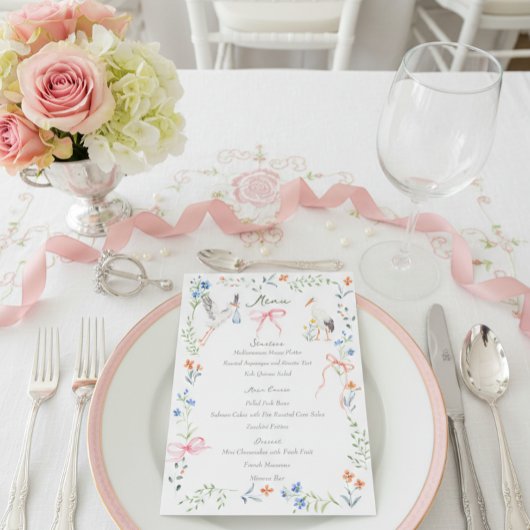 Heirloom Rose and Stork Baby Shower Menu