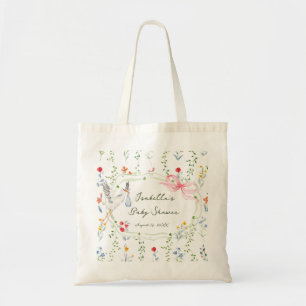 Heirloom Roze Boog en Ooievaar Baby Shower Tote Bag