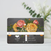 Heirloom Rozen Chalkboard Typografie RSVP Kaartje (Staand voorkant)
