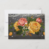 Heirloom Rozen Chalkboard Typografie RSVP Kaartje (Achterkant)