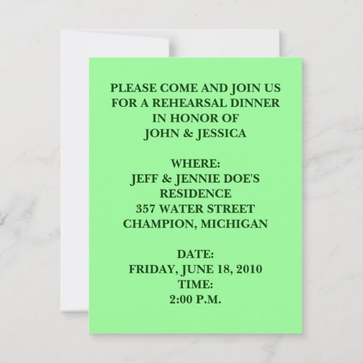 HEIRLOOM ROZEN ~ REHEARSAL DINER INVITEERT! KAART (Achterkant)