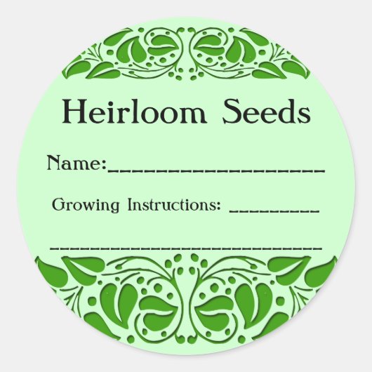 Heirloom Seeds Green Leaf Custom Seed Packet Stick Ronde Sticker (Voorkant)