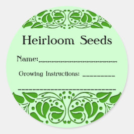 Heirloom Seeds Green Leaf Custom Seed Packet Stick Ronde Sticker