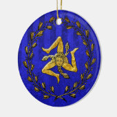 Heirloom Sicilian Trinacria Gold Blue Stripe Keramisch Ornament (Links)