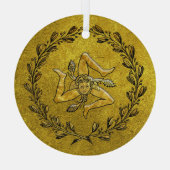 Heirloom Sicilian Trinacria Gold Glas Ornament (Achterkant)