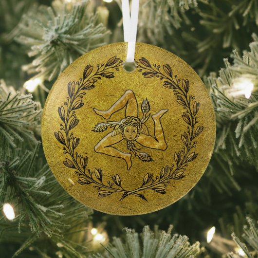 Heirloom Sicilian Trinacria Gold Glas Ornament (Insitu)