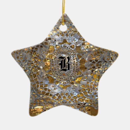 Heirloom Star Elegant Monogram Keramisch Ornament (Voorkant)