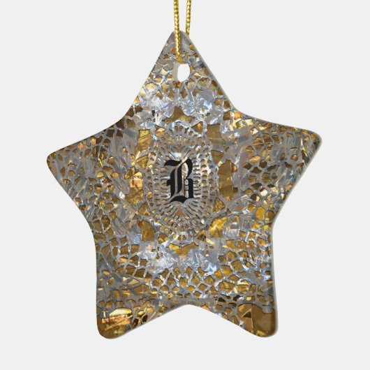 Heirloom Star Elegant Monogram Keramisch Ornament (Links)