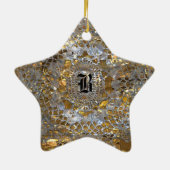 Heirloom Star Elegant Monogram Keramisch Ornament (Achterkant)