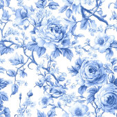 Heirloom Style Navy Roses Toile Guest Book Gastenboek
