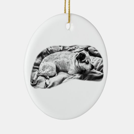 Heirloom Terrier, Resting and Ready Keramisch Ornament (Rechts)