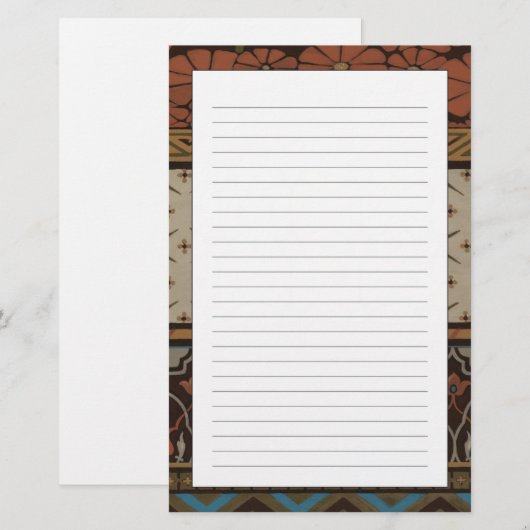 Heirloom Textiel met Decoratieve Patronen Briefpapier (Voorkant / Achterkant)