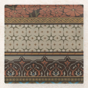 Heirloom Textiel met Decoratieve Patronen Glazen Onderzetter