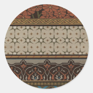 Heirloom Textiel met Decoratieve Patronen Ronde Sticker