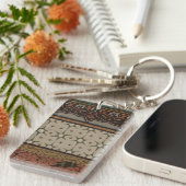 Heirloom Textiel met Decoratieve Patronen Sleutelhanger (Voorkant Rechts)