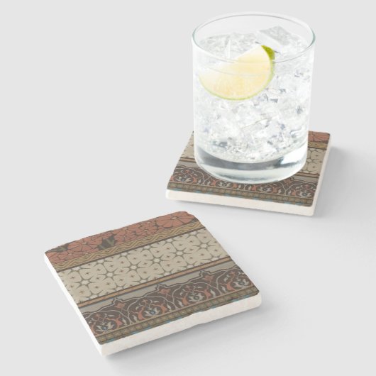 Heirloom Textiel met Decoratieve Patronen Stenen Onderzetter (Zijkant)