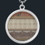 Heirloom Textiel met Decoratieve Patronen Zilver Vergulden Ketting<br><div class="desc">Afdrukken van een decoratieve heirloom-textiel door June Erica Vess. Kenmerkt florale patronen op een beige achtergrond. Als je aardtinten en bloemen leuk vindt,  is dit de aankoop voor je!</div>