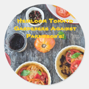 Heirloom Tomaat Tuiniers Tegen Parkinsons! Ronde Sticker