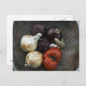 Heirloom tomato, gele ui, rode ui, gember briefkaart (Voorkant / Achterkant)