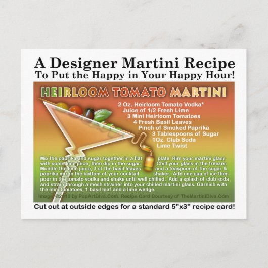 Heirloom Tomato Martini Recipe Briefkaart (Voorkant)