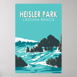 Heisler Park Californië Reis Kunst Vintage Poster