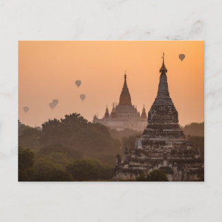 Heißluftballons über Bagan in Myanmar Postkarte Briefkaart