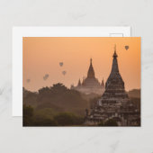 Heißluftballons über Bagan in Myanmar Postkarte Briefkaart (Voorkant / Achterkant)