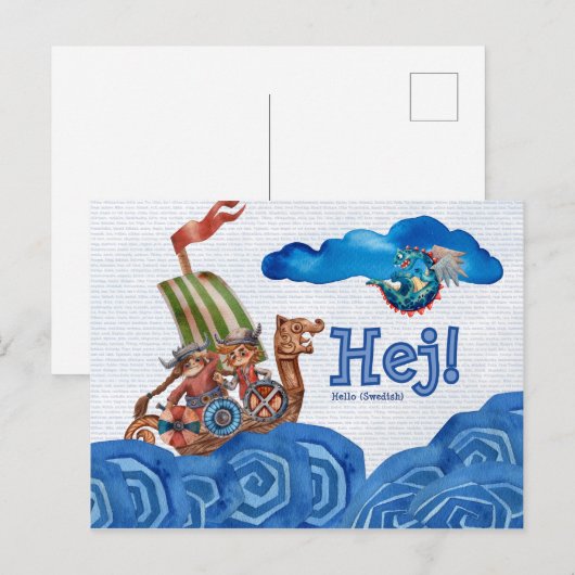 Hej. hallo) Zweeds Viking Briefkaart (Voorkant / Achterkant)