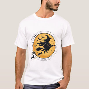 Hek die over volle maan vlieg Silhouet Kunst T-shirt