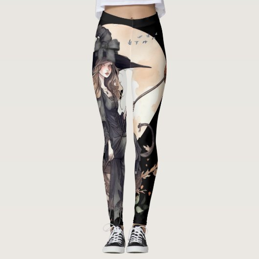 Hek en kat met Harvest Moon en Ravens Leggings (Voorkant)