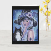 Hek met tuxedo kattenkunst van Renee L. Lavoie Kaart (Gele Bloem)