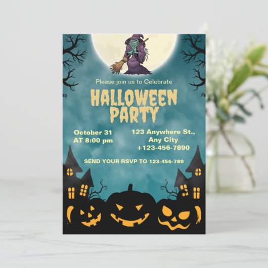 Hek & Pompoenen Halloween Feest Uitnodiging (Staand voorkant)