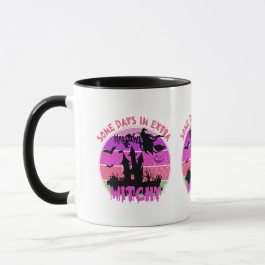 Hek Silhouet Kasteel - Retro Zonsondergang Hallowe Mok (Links)