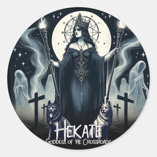 Hekate Godin van het Kruispunt Geesten Ronde Sticker (Voorkant)