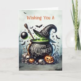 Hekenkaldron Gelukkig Halloween Feestdagen Kaart