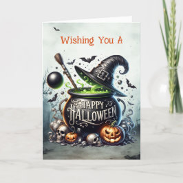 Hekenkaldron Gelukkig Halloween Feestdagen Kaart