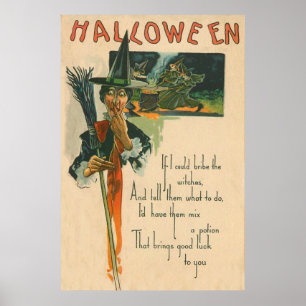 Hekenkruik Bezem Nacht Hekserij Poster