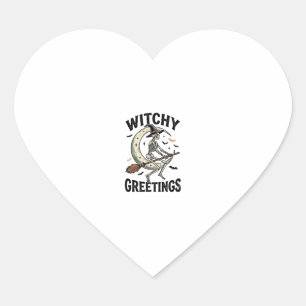 Hekenskelet Grafische Hekserige Groeten Vintage Ha Hart Sticker
