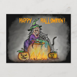 Hekje en kat, Happy Halloween! Briefkaart