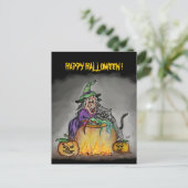 Hekje en kat, Happy Halloween! Briefkaart (Staand voorkant)