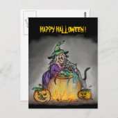 Hekje en kat, Happy Halloween! Briefkaart (Voorkant / Achterkant)