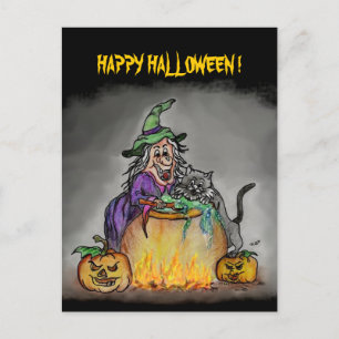 Hekje en kat, Happy Halloween! Briefkaart