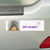 Hekje en kat, Happy Halloween! Bumpersticker (Op auto)
